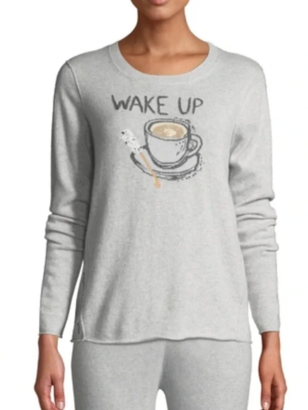 Lisa Todd Cashmere Sweater "Wake Up...and smell the coffee"
